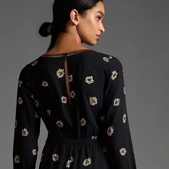 Anthropologie Farm Rio Long-Sleeve Floral Cutout Jumpsuit - Picture 10 of 15